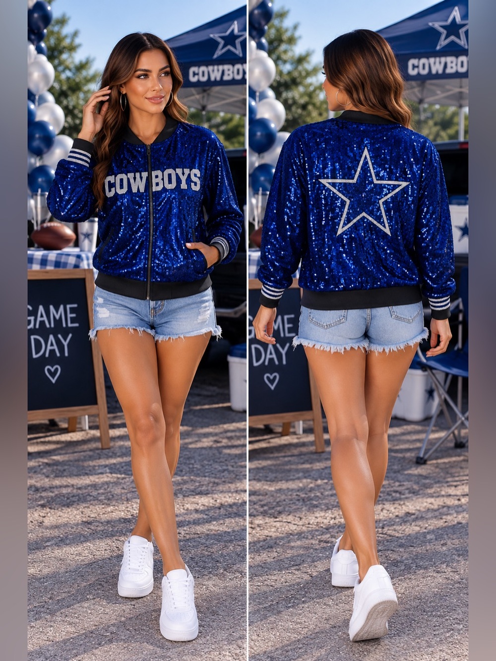 Sparkly Sequin Dallas Cowboys Jacket Football Jacket Football Jersey